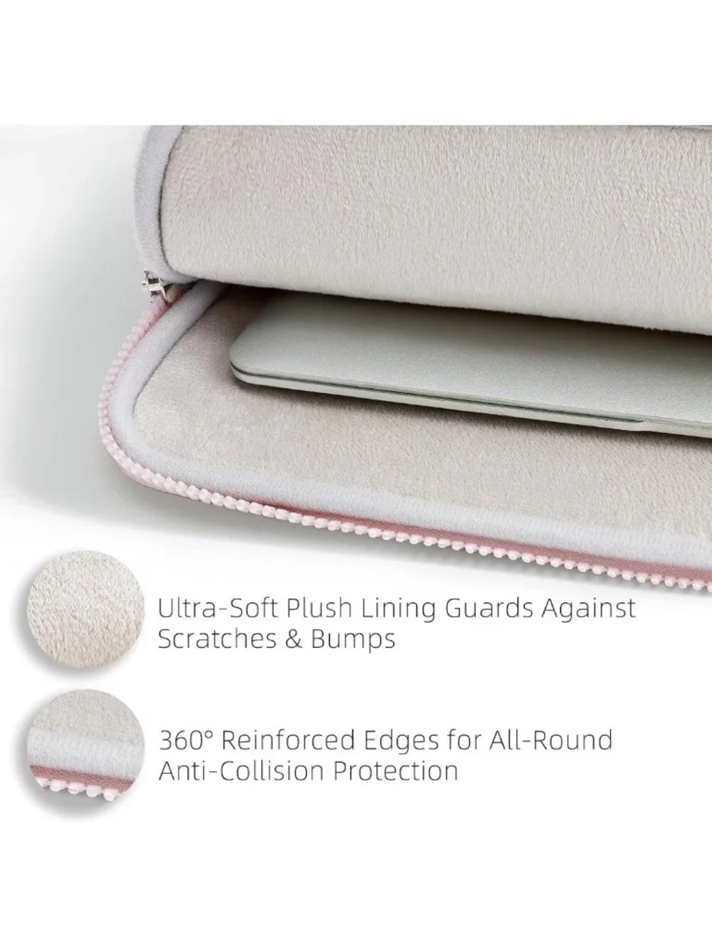 Quilted Pink Laptop Sleeve 13-14 Inch, Bow Embroidery & Pouch, Stylish